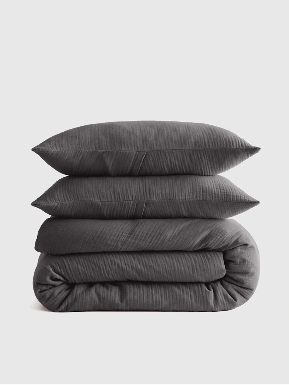 Quince Organic Airy Gauze King Duvet Cover in Charcoal Grey